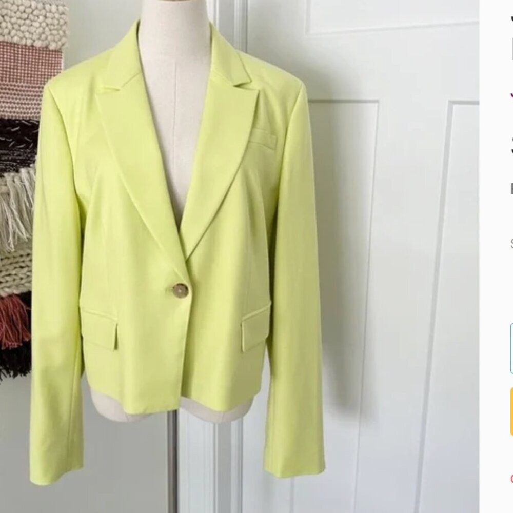 NWT J.Crew Collection Cropped Blazer in Kiwi Green size 4 - Picture 3 of 10